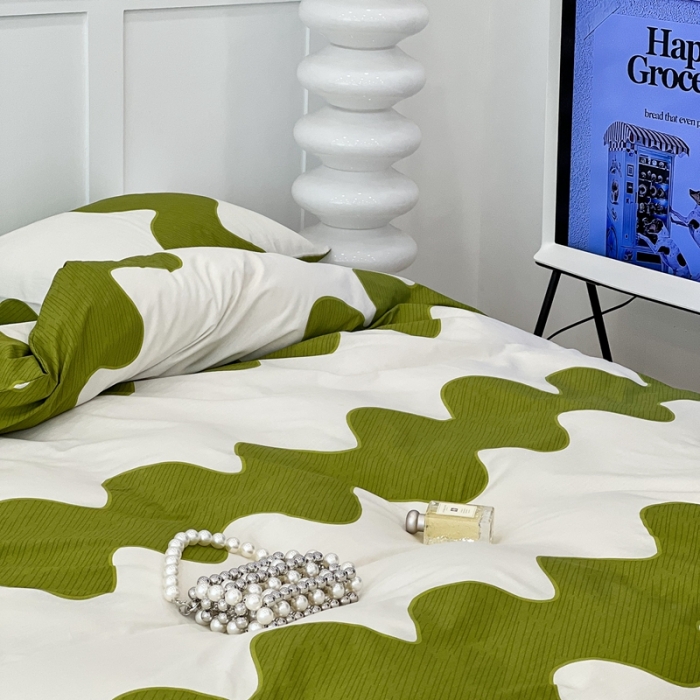 91家纺网 家纺一手货源 找家纺 （总）昔可 2022新款全棉简约波纹系列四件套