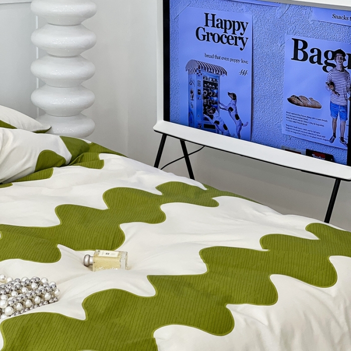 91家纺网 家纺一手货源 找家纺 （总）昔可 2022新款全棉简约波纹系列四件套