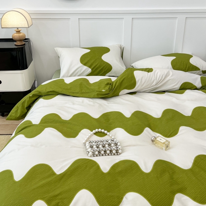 91家纺网 家纺一手货源 找家纺 （总）昔可 2022新款全棉简约波纹系列四件套