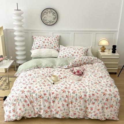 91家纺网 家纺一手货源 找家纺 昔可 2022新款全棉梦幻花园系列印花四件套 爱丽丝兔