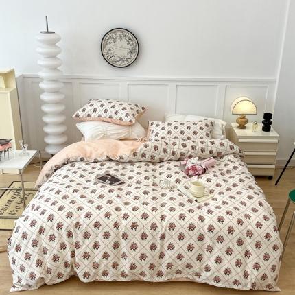 91家纺网 家纺一手货源 找家纺 昔可 2022新款全棉梦幻花园系列印花四件套 南法假日