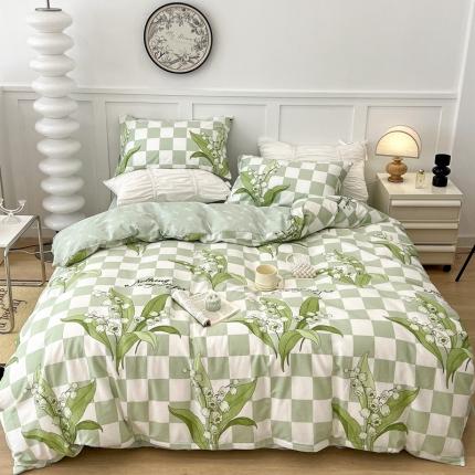 91家纺网 家纺一手货源 找家纺 昔可 2022新款全棉梦幻花园系列印花四件套 夏日铃兰