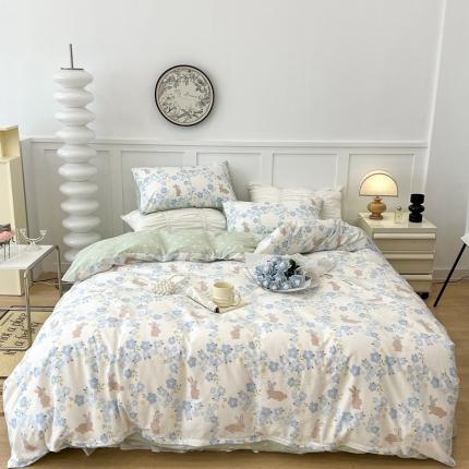 昔可 2022新款全棉梦幻花园系列印花四件套 朵拉兔