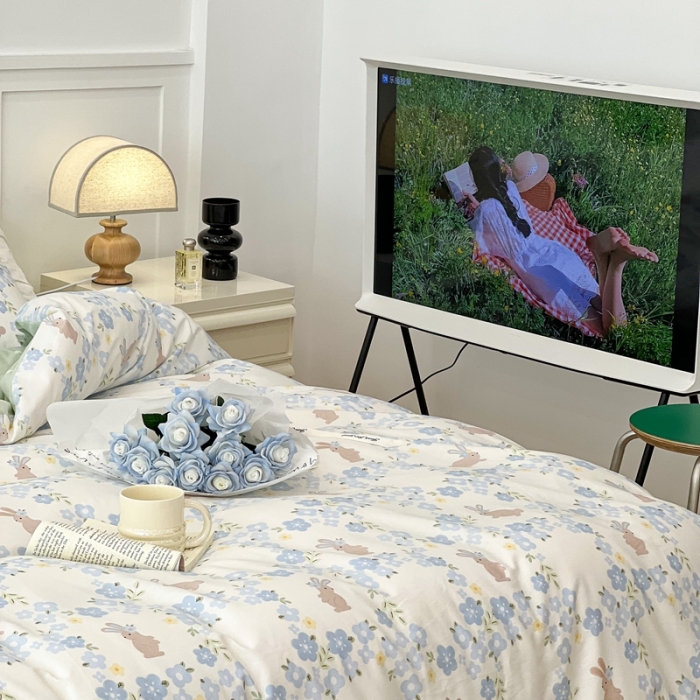 91家纺网 家纺一手货源 找家纺 昔可 2022新款全棉梦幻花园系列印花四件套 朵拉兔