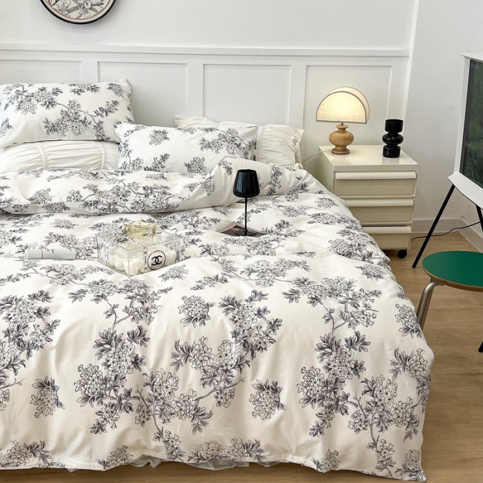 91家纺网 家纺一手货源 找家纺 昔可 2022新款全棉梦幻花园系列印花四件套 夏日花园