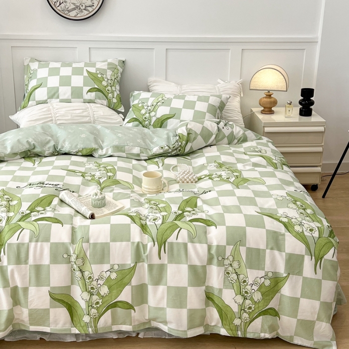 91家纺网 家纺一手货源 找家纺 昔可 2022新款全棉梦幻花园系列印花四件套 夏日铃兰