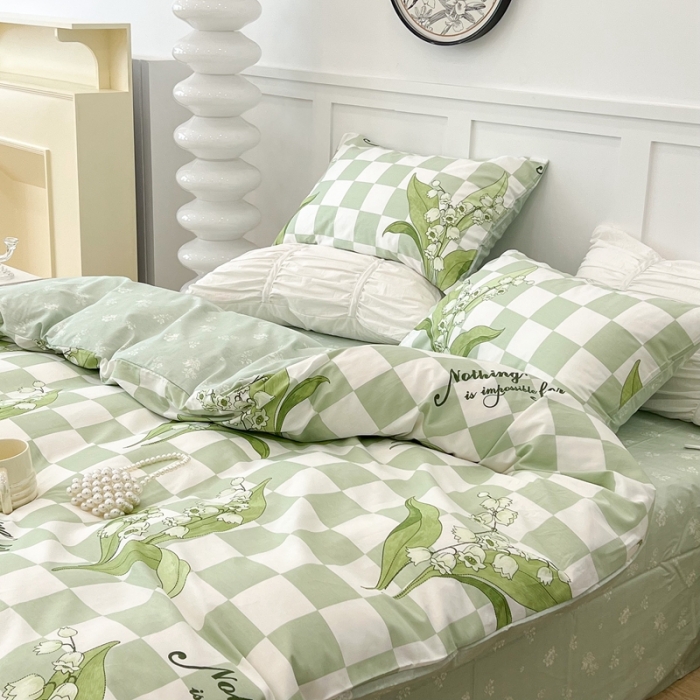 91家纺网 家纺一手货源 找家纺 昔可 2022新款全棉梦幻花园系列印花四件套 夏日铃兰