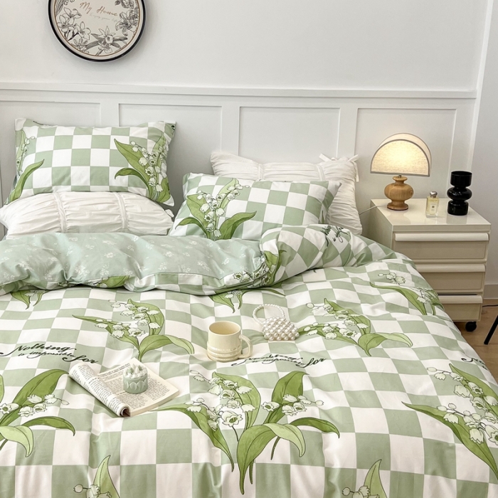 91家纺网 家纺一手货源 找家纺 昔可 2022新款全棉梦幻花园系列印花四件套 夏日铃兰