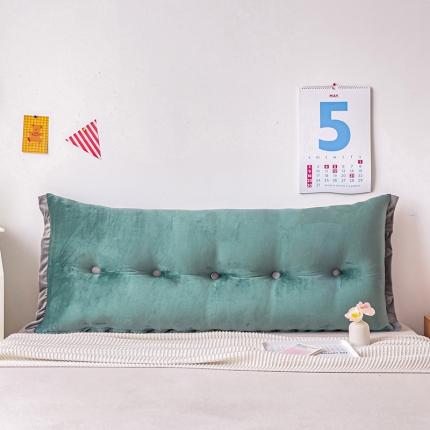 91家纺网 家纺一手货源 找家纺 一兰 2022新款水晶绒花边款床头靠垫床上大靠枕 莉迪亚-墨画绿