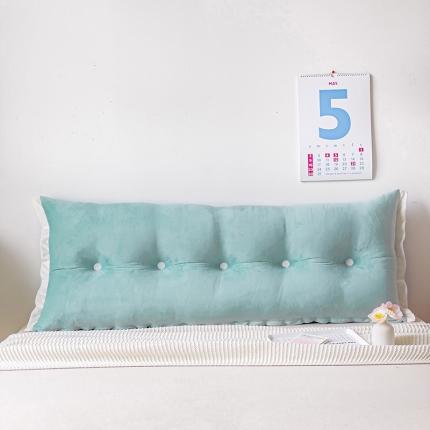 91家纺网 家纺一手货源 找家纺 一兰 2022新款水晶绒花边款床头靠垫床上大靠枕 莉迪亚-水光绿