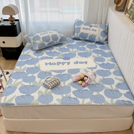 91家纺网 家纺一手货源 找家纺 （总）昔可 2022新款ins风小清新床笠款乳胶凉席三件套