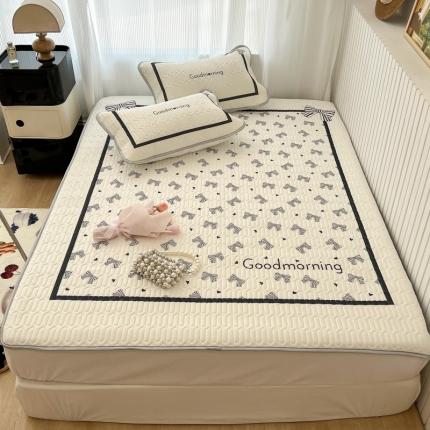 91家纺网 家纺一手货源 找家纺 （总）昔可 2022新款ins风小清新床笠款乳胶凉席三件套