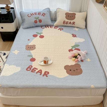 91家纺网 家纺一手货源 找家纺 （总）昔可 2022新款ins风小清新床笠款乳胶凉席三件套