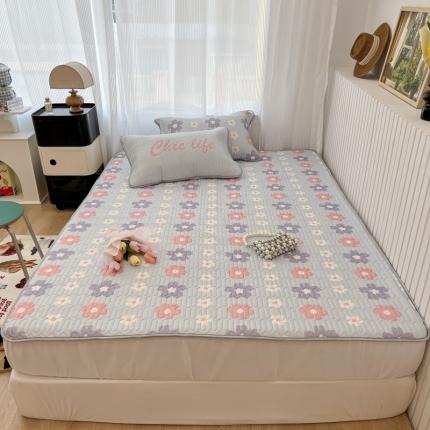 91家纺网 家纺一手货源 找家纺 （总）昔可 2022新款ins风小清新床笠款乳胶凉席三件套