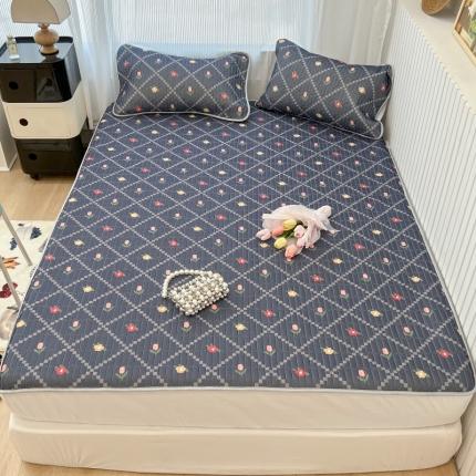 91家纺网 家纺一手货源 找家纺 （总）昔可 2022新款ins风小清新床笠款乳胶凉席三件套