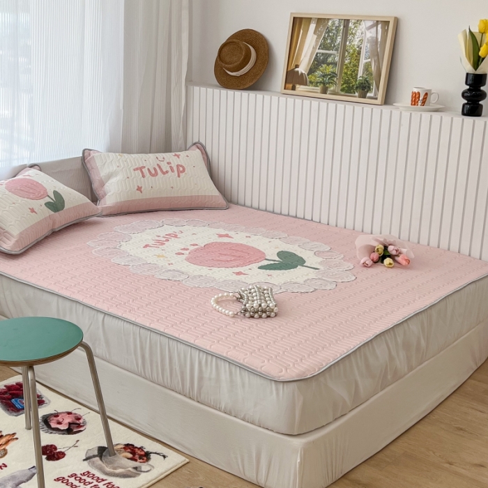 91家纺网 家纺一手货源 找家纺 （总）昔可 2022新款ins风小清新床笠款乳胶凉席三件套