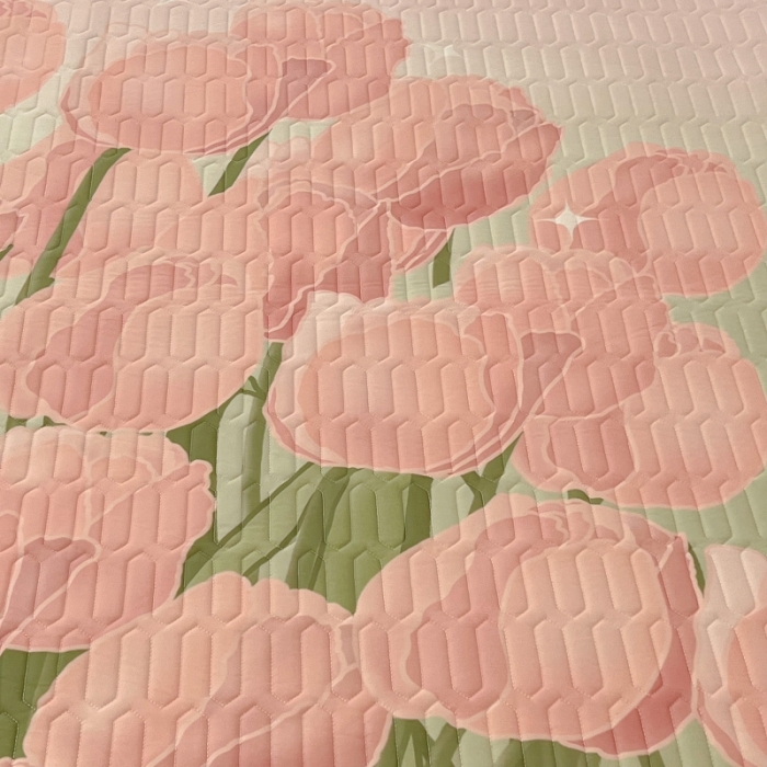 91家纺网 家纺一手货源 找家纺 昔可 2022新款ins风小清新床笠款乳胶凉席三件套 床笠款-粉色仙本娜