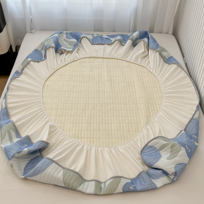 91家纺网 家纺一手货源 找家纺 昔可 2022新款ins风小清新床笠款乳胶凉席三件套 床笠款-海德公园