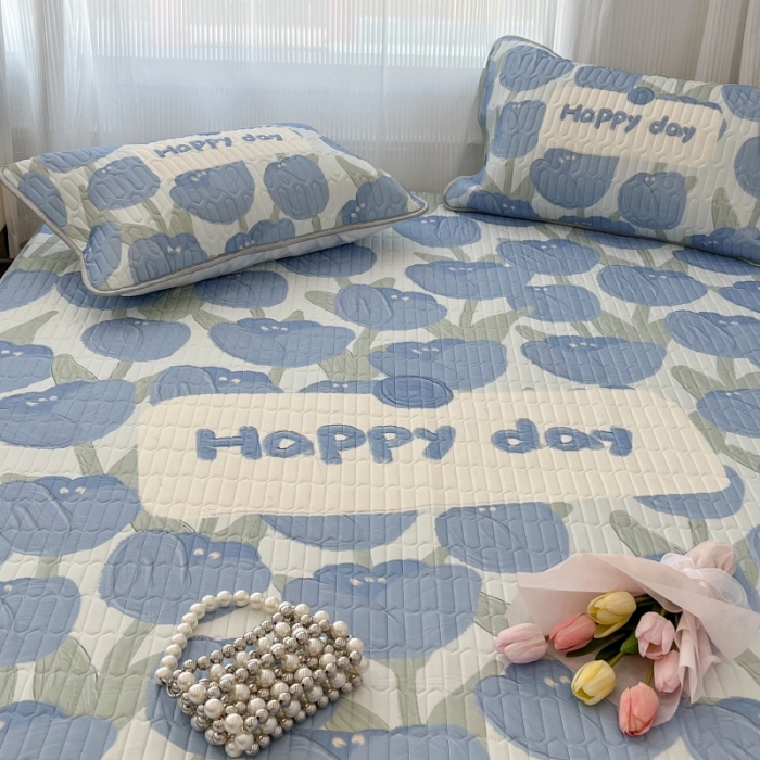 91家纺网 家纺一手货源 找家纺 昔可 2022新款ins风小清新床笠款乳胶凉席三件套 床笠款-海德公园