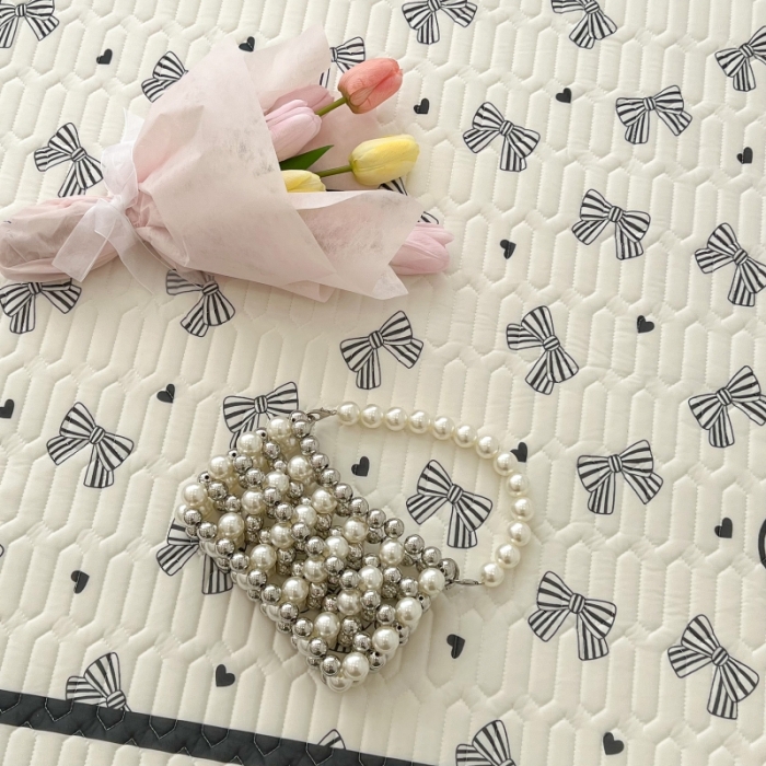 91家纺网 家纺一手货源 找家纺 昔可 2022新款ins风小清新床笠款乳胶凉席三件套 床笠款-赫本法式蝴蝶结