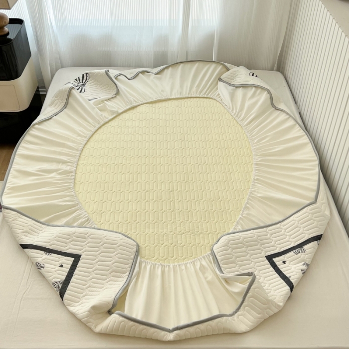 91家纺网 家纺一手货源 找家纺 昔可 2022新款ins风小清新床笠款乳胶凉席三件套 床笠款-赫本法式蝴蝶结