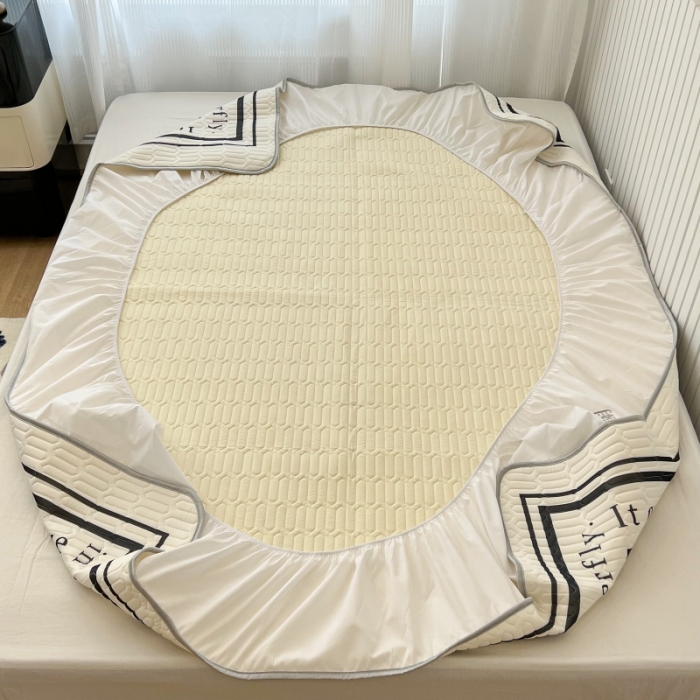 91家纺网 家纺一手货源 找家纺 昔可 2022新款ins风小清新床笠款乳胶凉席三件套 床笠款-后花园