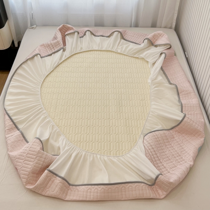 91家纺网 家纺一手货源 找家纺 昔可 2022新款ins风小清新床笠款乳胶凉席三件套 床笠款-蝴蝶画框