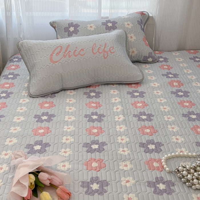 91家纺网 家纺一手货源 找家纺 昔可 2022新款ins风小清新床笠款乳胶凉席三件套 床笠款-浪漫仲夏