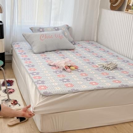 昔可 2022新款ins风小清新床笠款乳胶凉席三件套 床笠款-浪漫仲夏