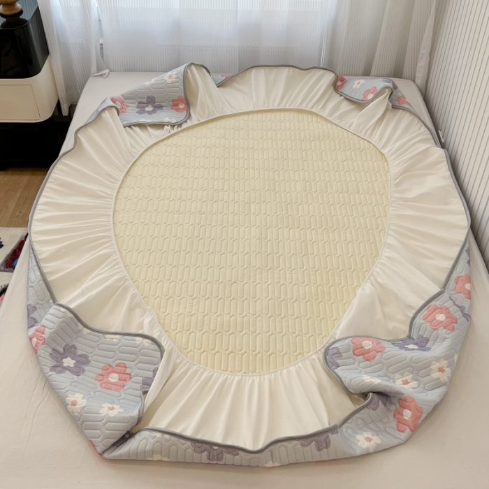 91家纺网 家纺一手货源 找家纺 昔可 2022新款ins风小清新床笠款乳胶凉席三件套 床笠款-浪漫仲夏