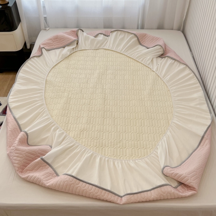 91家纺网 家纺一手货源 找家纺 昔可 2022新款ins风小清新床笠款乳胶凉席三件套 床笠款-郁金朵朵