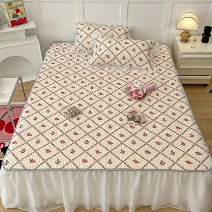 91家纺网 家纺一手货源 找家纺 （总）昔可 2022新款ins风小清新床裙款乳胶凉席三件套