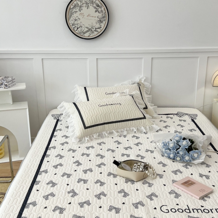 91家纺网 家纺一手货源 找家纺 （总）昔可 2022新款ins风小清新床裙款乳胶凉席三件套