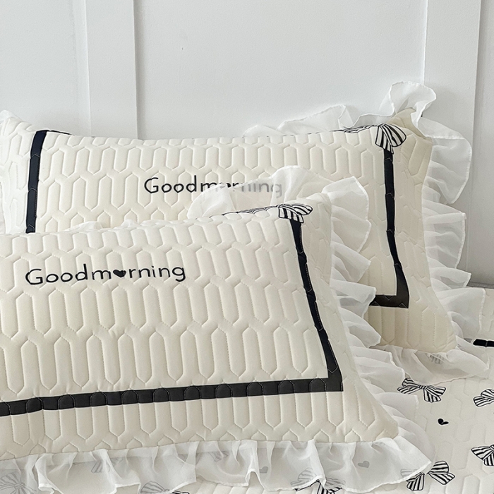 91家纺网 家纺一手货源 找家纺 昔可 2022新款ins风小清新床裙款乳胶凉席三件套 床裙款-法式赫本蝴蝶结