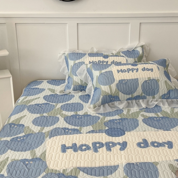 91家纺网 家纺一手货源 找家纺 昔可 2022新款ins风小清新床裙款乳胶凉席三件套 床裙款-海德公园