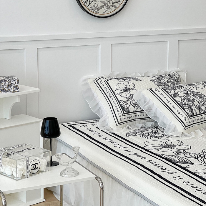 91家纺网 家纺一手货源 找家纺 昔可 2022新款ins风小清新床裙款乳胶凉席三件套 床裙款-后花园