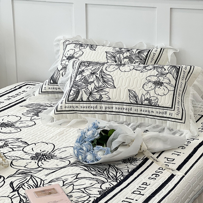 91家纺网 家纺一手货源 找家纺 昔可 2022新款ins风小清新床裙款乳胶凉席三件套 床裙款-后花园