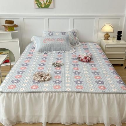 昔可 2022新款ins风小清新床裙款乳胶凉席三件套 床裙款-浪漫仲夏