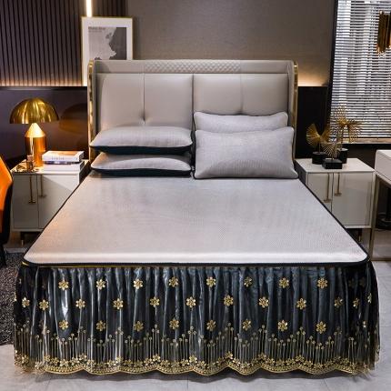 91家纺网 家纺一手货源 找家纺 瑞宝 2025新款可拆卸床裙款冰藤席 高级灰