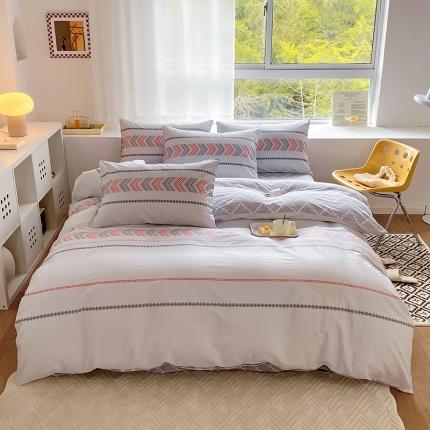 91家纺网 家纺一手货源 找家纺 田野 2022新款13372全棉小清新印花四件套 浮光