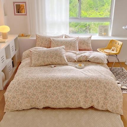 91家纺网 家纺一手货源 找家纺 田野 2022新款13372全棉小清新印花四件套 花束