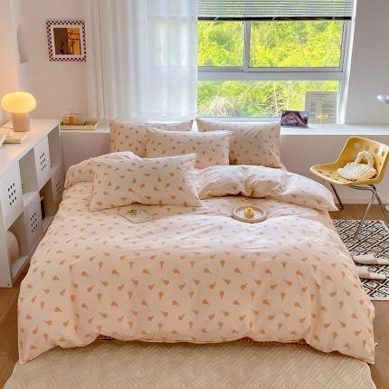 91家纺网 家纺一手货源 找家纺 田野 2022新款13372全棉小清新印花四件套 梨落