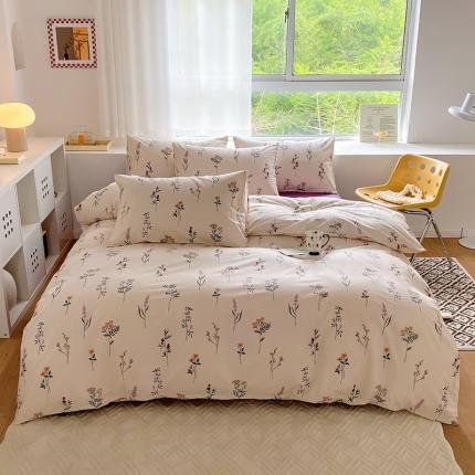 91家纺网 家纺一手货源 找家纺 田野 2022新款13372全棉小清新印花四件套 摇曳