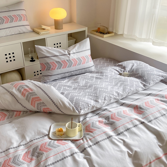 91家纺网 家纺一手货源 找家纺 田野 2022新款13372全棉小清新印花四件套 浮光