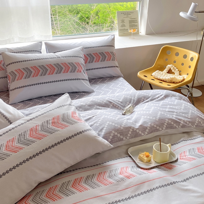 91家纺网 家纺一手货源 找家纺 田野 2022新款13372全棉小清新印花四件套 浮光