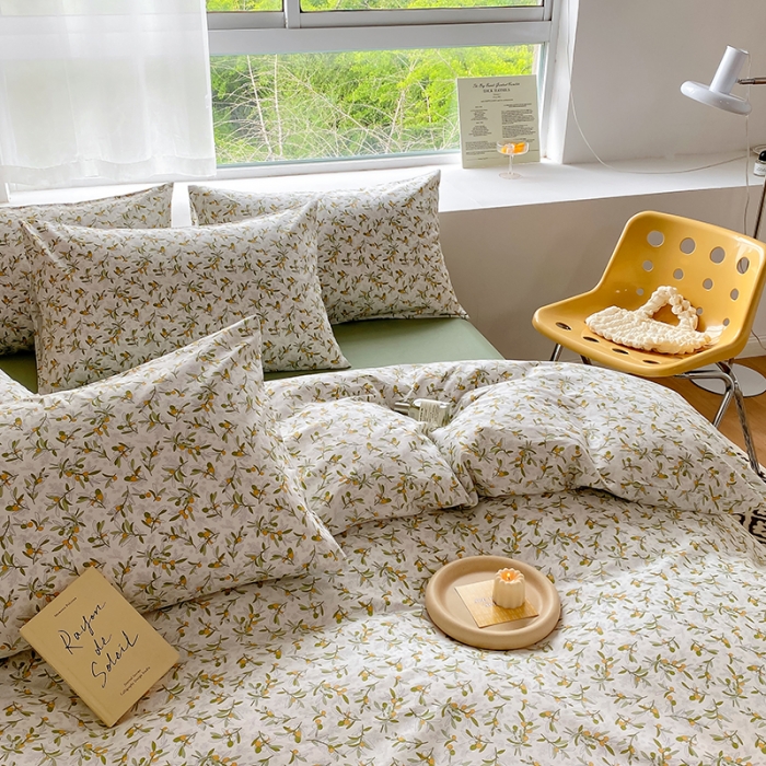 91家纺网 家纺一手货源 找家纺 田野 2022新款13372全棉小清新印花四件套 景色