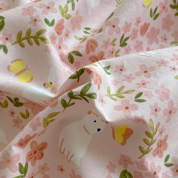 91家纺网 家纺一手货源 找家纺 田野 2022新款40支13372全棉单被套 花环兔