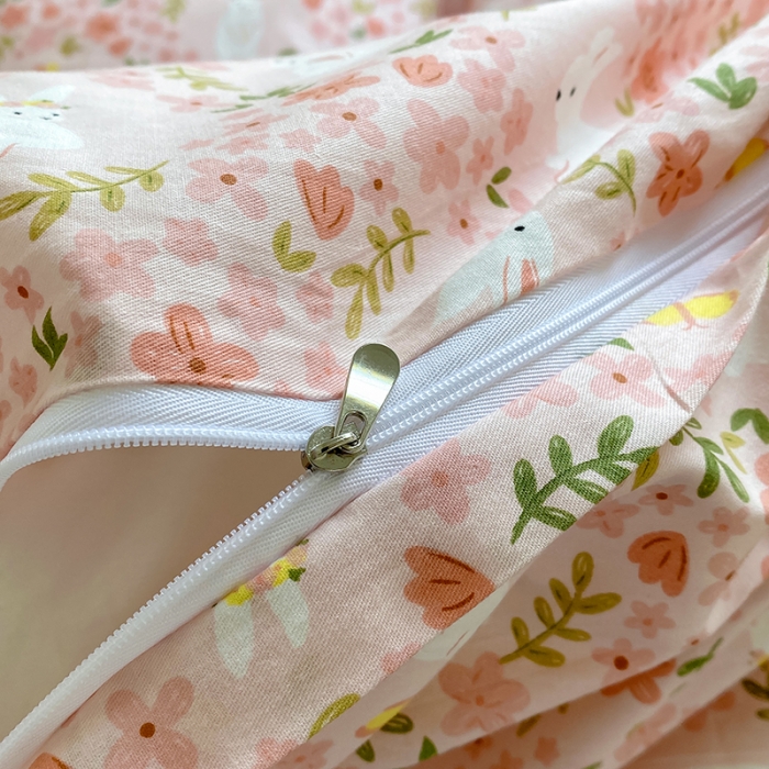 91家纺网 家纺一手货源 找家纺 田野 2022新款40支13372全棉单被套 花环兔