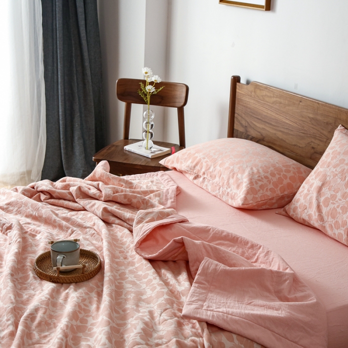 91家纺网 家纺一手货源 找家纺 安莱生活 2022新款棉麻夏被（可随意混搭） 棉麻-粉