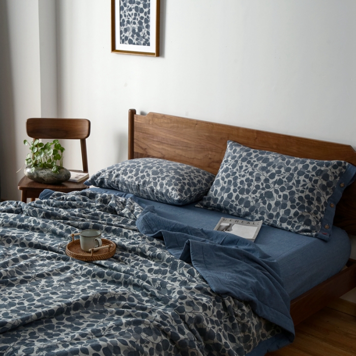 91家纺网 家纺一手货源 找家纺 安莱生活 2022新款棉麻夏被（可随意混搭） 棉麻-蓝